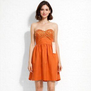 Minuet Strapless Beaded Mini Dress (M)